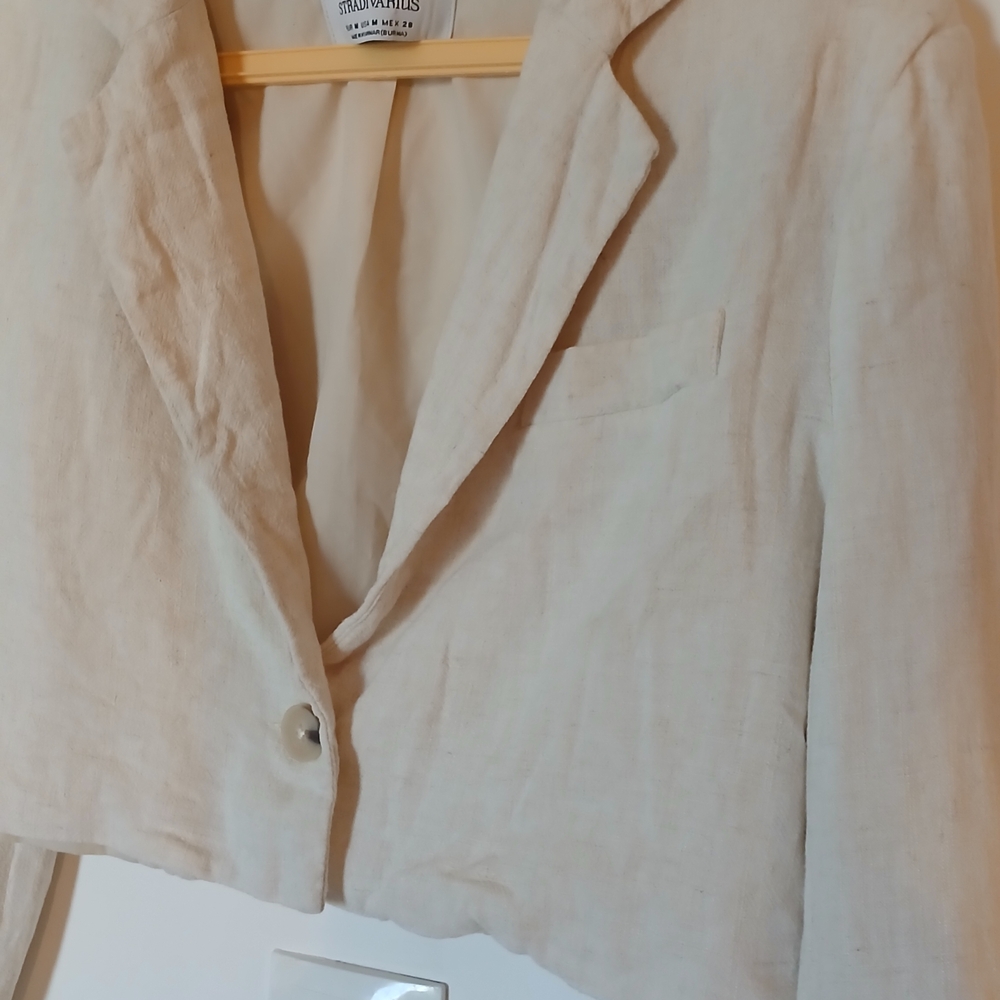 Stradivarius Women's Cream Blazer